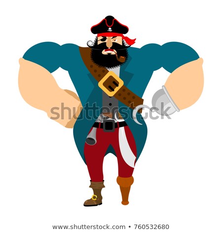 Stock fotó: Angry Strong Pirate Powerful Big Buccaneer Vector Illustration