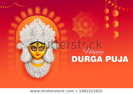 Zdjęcia stock: Goddess Durga Face In Happy Durga Puja Subh Navratri Background