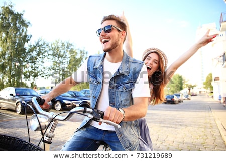 [[stock_photo]]: Happy Couple With Bicycles At Summer Park