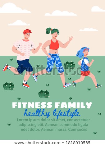 ストックフォト: People In Park Poster Mother Daughter Couple Run