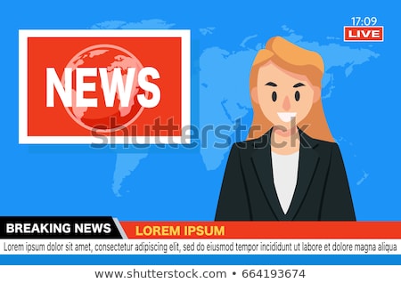 Zdjęcia stock: Anchorman On Tv Broadcast News Breaking News Vector Illustration Media On Television Concept News