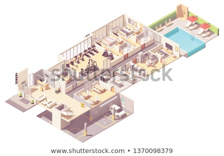 Stock fotó: Vector Isometric Hotel Interior