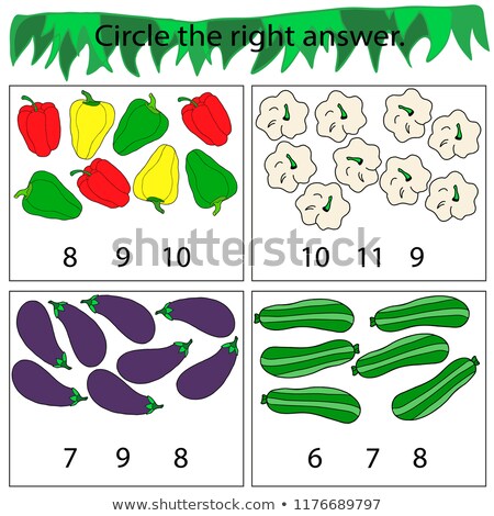 Foto stock: Counting Vegetables Educational Task Color Book