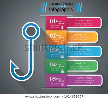 Stock foto: Flat Paper Fish Hook - Business Infographic