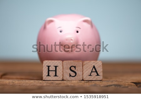 Stok fotoğraf: Health Savings Account Letters Near Piggybank