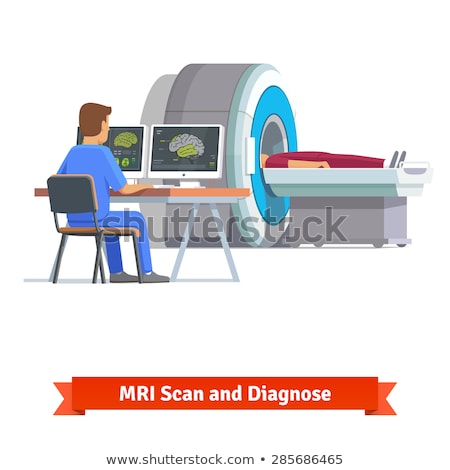 Stockfoto: Doctor Looking At Results Of Mri Brain Scan Vector