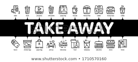 Stock foto: Take Away Food And Drink Minimal Infographic Banner Vector