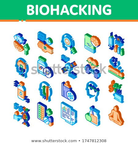 Biohacking Isometric Elements Icons Set Vector Foto stock © pikepicture