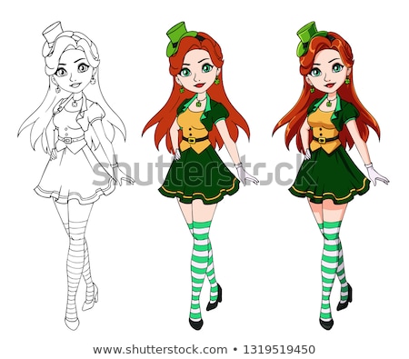 Stock fotó: Red Hair Girl In Saint Patricks Day Leprechaun Party Hat