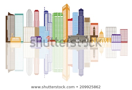 Stockfoto: Singapore City Skyline Color Text Illustration