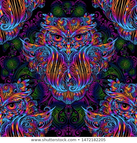 Zdjęcia stock: Decorative Owl Seamless Pattern