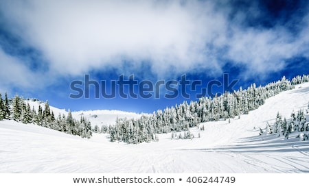 [[stock_photo]]: Winter Alpine Mountain Scene Under A Blue Sky