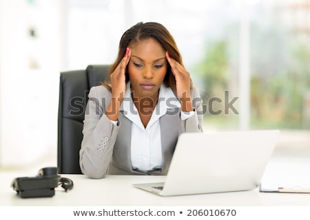 ストックフォト: Stressed African Woman With Computer