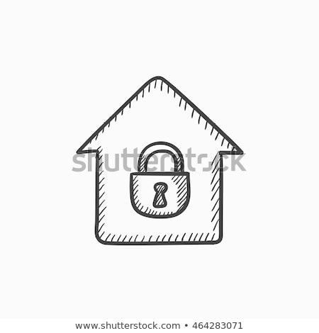 Stock photo: House With Closed Lock Sketch Icon