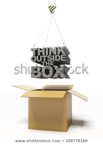 Stok fotoğraf: Crane With Concrete Text Think Outside The Box