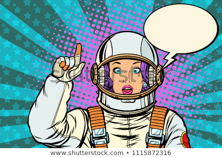 Foto stock: Astronaut Woman Attention Gesture Caution Warning