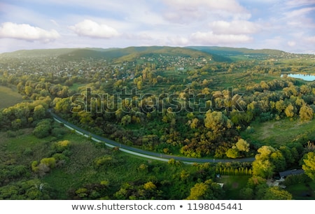 Evening Drone Aerial Picture From A Hungarian Landscape Near The Lake Balaton [[stock_photo]] © Digoarpi