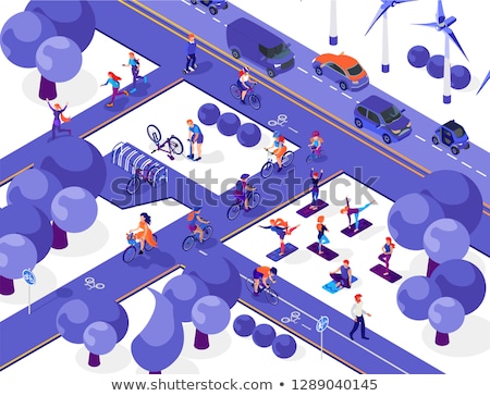 Stock fotó: Flat Urban Concept Of Public Transport Vector Isometric Illustration