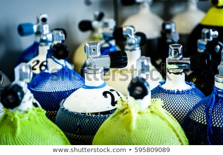 Stockfoto: Scuba Compressed Air Tank On Boat Ready For Diving