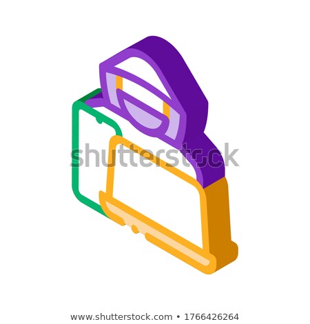 Foto stock: Theft Of Technology Laptop Smartphone Isometric Icon Vector Illustration