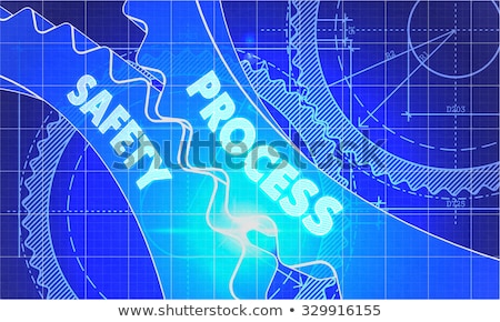 Stok fotoğraf: Process Automation On The Cogwheels Blueprint Style