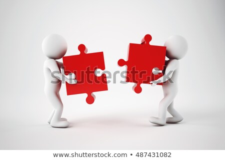 Foto stock: White Businesspeople Build A Company Concept Of Parthership And Teamwork 3d Rendering