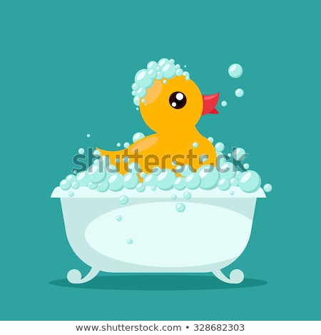 Stok fotoğraf: Big Rubber Duck In Bath Vector Illustration