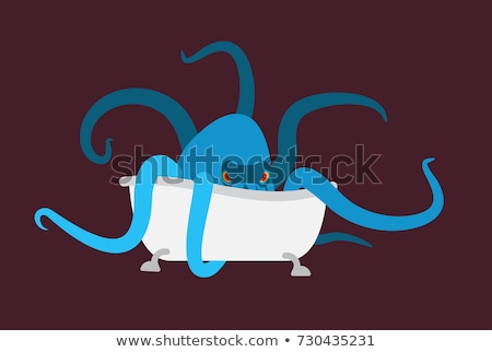 Stockfoto: Bath And Octopus Bathtub And Monster Vector Illustration