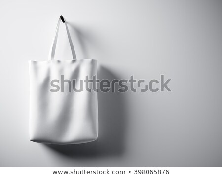 Foto stock: White Cotton Bag On The Concrete Wall 3d Rendering