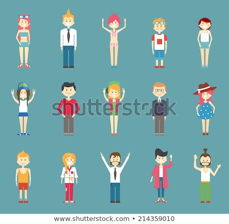 Foto stock: Cartoon Teen In Swimsuit Waving