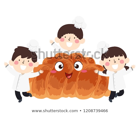 Stock foto: Kids Mascot Challah Braided Bread Illustration