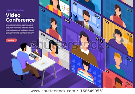 Сток-фото: Online Conference Concept Vector Illustration