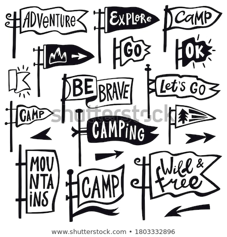 Zdjęcia stock: Vintage Camp Logos Mountain Badges Set Hand Drawn Labels Designs Travel Expedition Wanderlust An