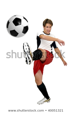 Zdjęcia stock: Soccer Shot Young Boys Kicking Football Soccer Tournament Match