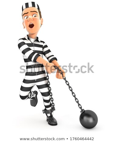 3d Convict Trying To Lift Ball And Chain Zdjęcia stock © 3dmask