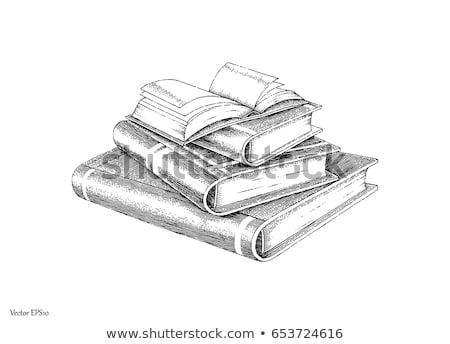 Stok fotoğraf: Old Book With An Engraving Isolated On White Background