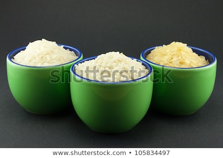 Stok fotoğraf: Three Varieties Of Rice In Three Small Green Cups