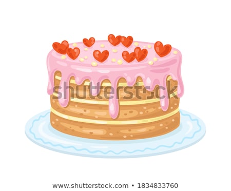 Сток-фото: Birthday Greeting Card With Girl And Big Cupcake