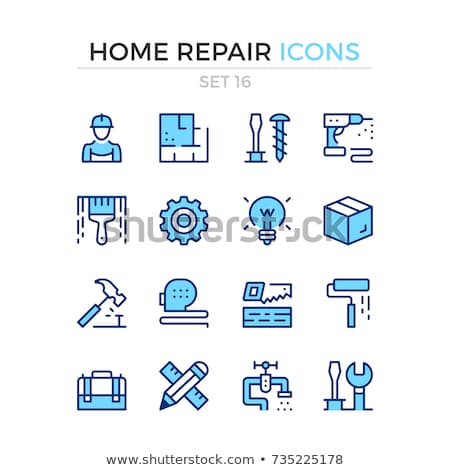 Stock fotó: Flat Line Colored Vector Icons For Construction Equipment