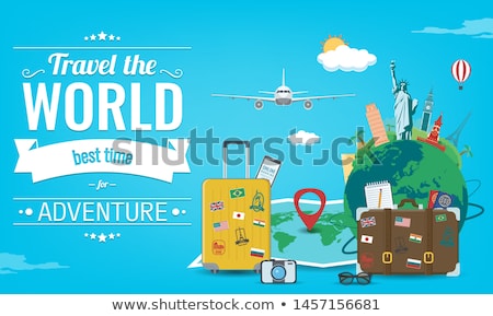 Stock fotó: Luggage For World Travel Illustration