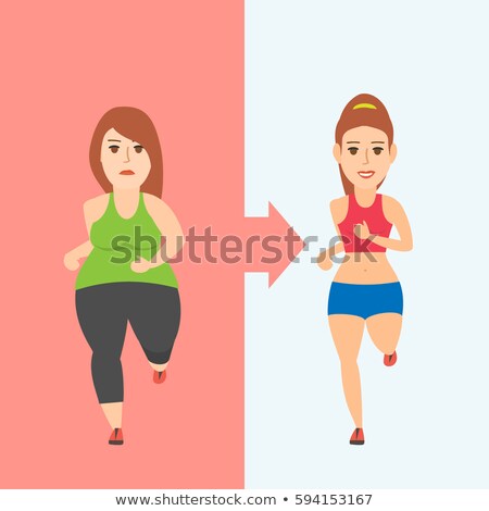 Stockfoto: Fat To Slim Woman Weight Loss Transformation Front