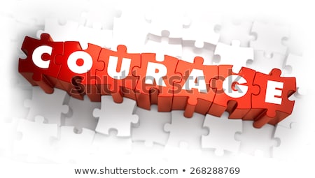 Foto d'archivio: Courage - White Word On Red Puzzles