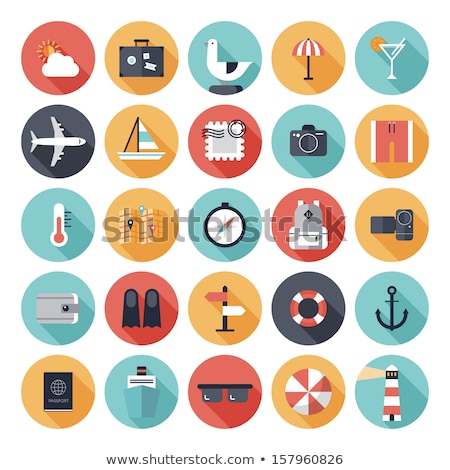 Foto stock: Vacation And Travel Flat Icons Set