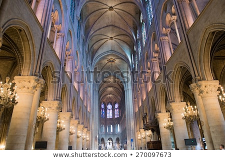 Stock foto: Interior Arches Stained Glass Notre Dame Cathedral Paris France