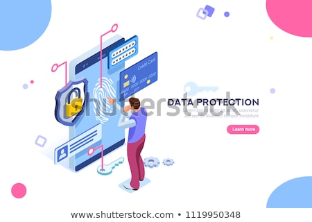 Stok fotoğraf: Cyber Crime Protection Isometric Concept