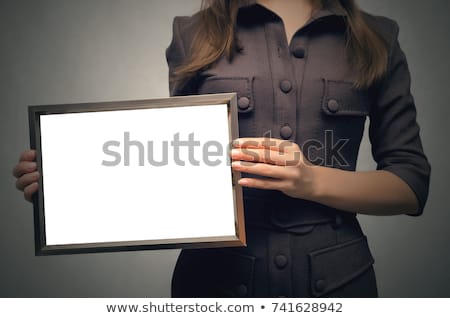 Stockfoto: Business Woman Holding Blank Diploma Certificate Mock Up