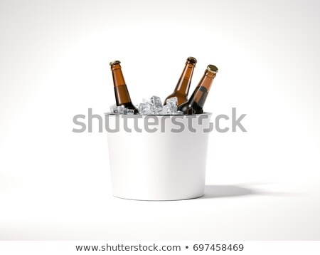 Foto stock: Blank Ice Bucket With Beer Bottles 3d Rendering