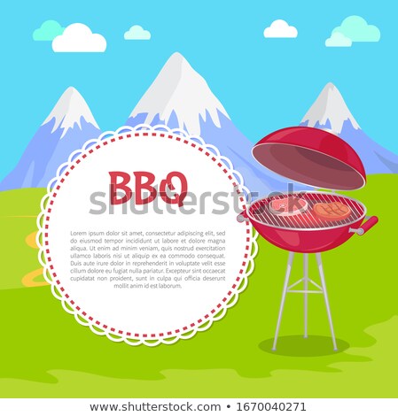 [[stock_photo]]: Oven With Meat Steaks On Fresh Air Mountains