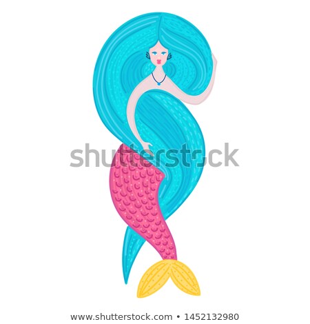 Foto stock: Vector Mermaid Sea Girl Beautiful Woman With Tail Marine Life Nixie With Long Lush Hair