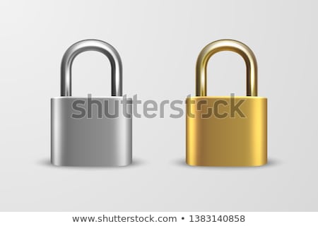 Foto d'archivio: Vector 3d Realistic Closed Metal Steel Chrome Silver Padlock Icon Closeup Isolated On White Backgrou